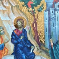 Икона Вход Господен в Йерусалим, икона е репродукция 23/32,5, снимка 3 - Икони - 41555831