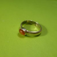 Сребърен пръстен с естествен камък, снимка 1 - Пръстени - 35772242