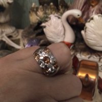 Авторски масивен сребърен пръстен с цитрин и бял циркон, снимка 6 - Пръстени - 41025513