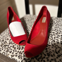 Червени обувки от плат, снимка 3 - Дамски обувки на ток - 44611601