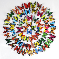 12 микс малки цветни едноцветни пеперуди pvc за украса декорация, снимка 11 - Други - 33551041