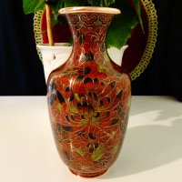 Китайска медна ваза Cloisonne,Клоазон на Zi Jin Cheng. , снимка 3 - Вази - 41694889