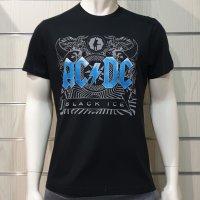 Нова мъжка тениска с дигитален печат на музикалната група AC/DC - Black Ice със син надпис , снимка 5 - Тениски - 34833977