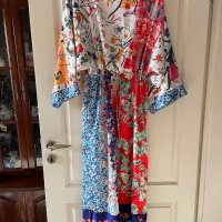Дълга нова памук памучна елегантна ежедневна рокля тип кимоно широк ръкав флорален принт цветя , снимка 2 - Рокли - 41659723