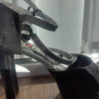 Дамски черни елегантни обувки за бал 39 номер, снимка 3 - Дамски обувки на ток - 44185513