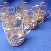 Руски тънкостенни стъклени топлоустойчиви чаши и подстакани за чай , снимка 6 - Чаши - 41720622