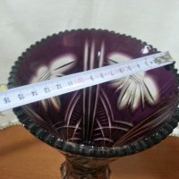Кристална ваза цветен лилав кристал , снимка 6 - Антикварни и старинни предмети - 41846561