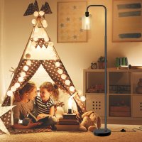 TONGLIN Индустриална подова лампа с LED крушки и стъклен абажур, черна, снимка 7 - Лед осветление - 44214050