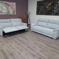 Комплект светло сиви дивани от плат две тройки, снимка 4 - Дивани и мека мебел - 44297942