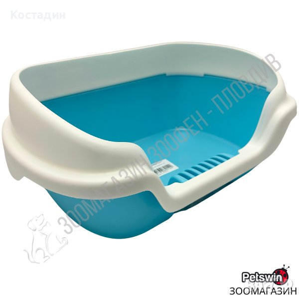 Котешка Тоалетна за Подрастващи Котенца - 40см/30см/18см - Синя разцветка - Pet Interest, снимка 1