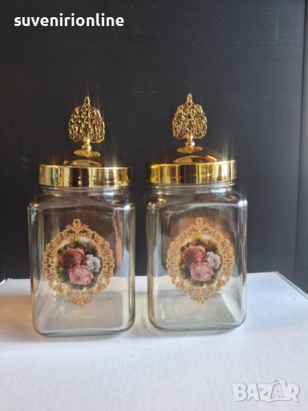 двойка стъклени буркани, снимка 1