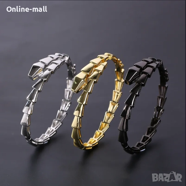 Луксозна гривна Змия Bvlgari медицинска стомана, златна или сребърна, снимка 1