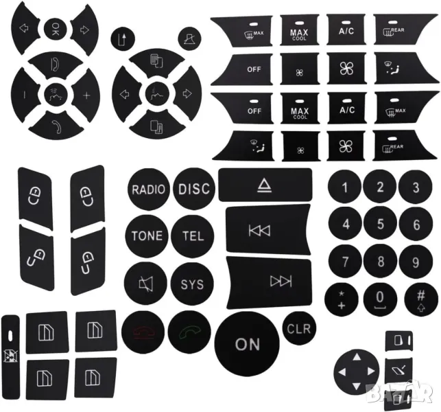 Стикери за бутони Mercedes W204 C250 C350 E Class ML GL GLK 2008 2009 2010 2011 2012 2013-14, снимка 1