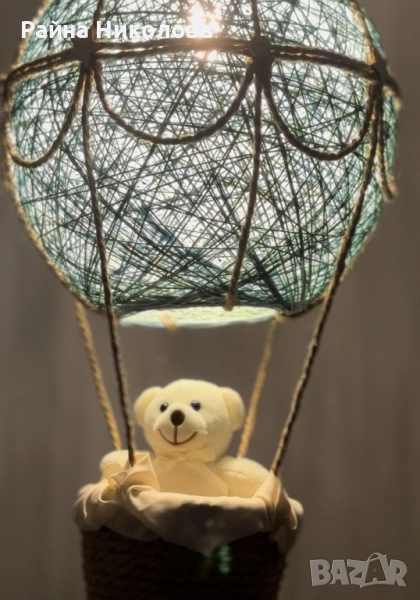Детски абажур „Балон с горещ въздух“ с меченце. Перфектната лампа за детската стая!, снимка 1