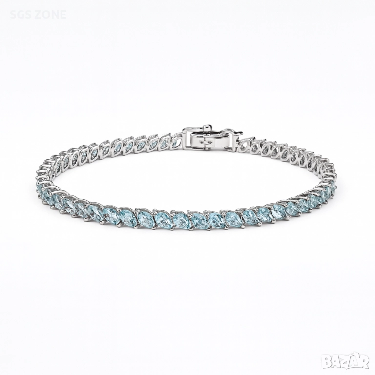 сребърна гривна с естествени топази, шлифовка маркиз, снимка 1