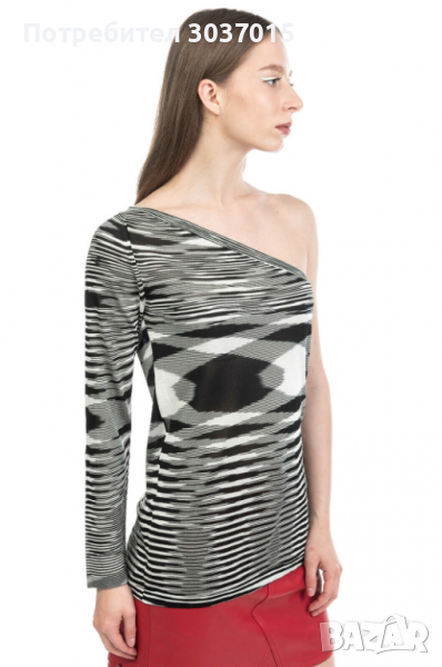 Нова Дамска блуза с един ръкав от финно плетиво размер М Л, снимка 1