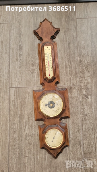 Стар голям барометър и термометър, снимка 1