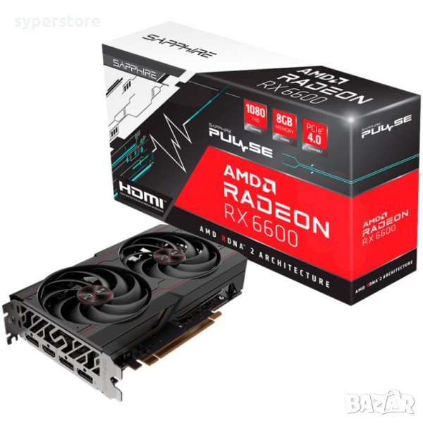 Видео Карта Sapphire Pulse AMD Radeon RX 6600 GAMING 8GB GDDR6 2491MHz 140W PCI-Express 4.0 1xHDMI 3, снимка 1