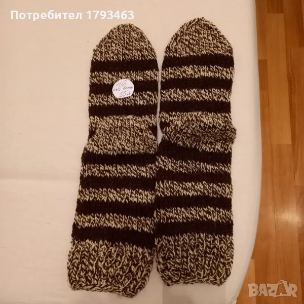 Ръчно плетени мъжки чорапи от вълна, размер 46, снимка 1