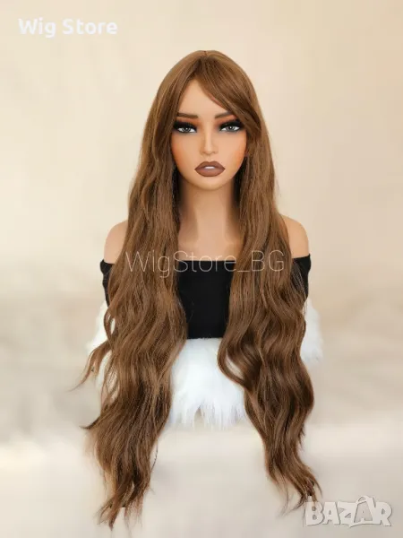 Светло кестенява перука с бретон на леки къдрици, снимка 1