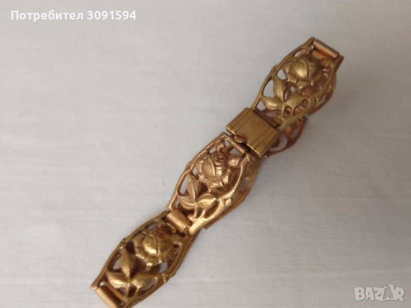 Стара гривна месинг мотиви на рози, снимка 1