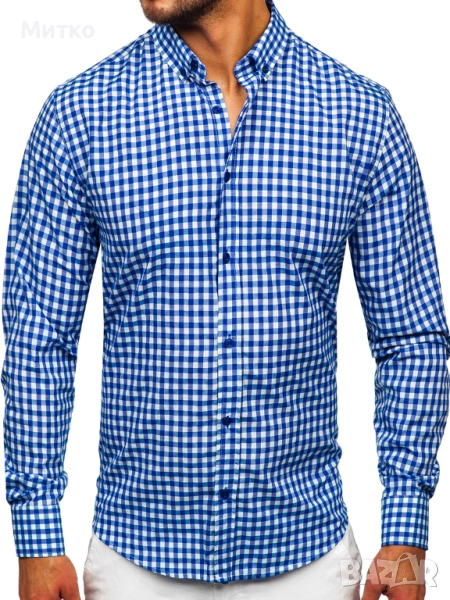 Мъжка карирана риза Hugo Boss, снимка 1