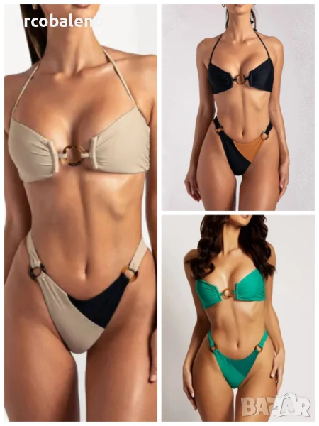Дамски секси бански костюм от две части в еднакъв цвят, 3цвята , снимка 1