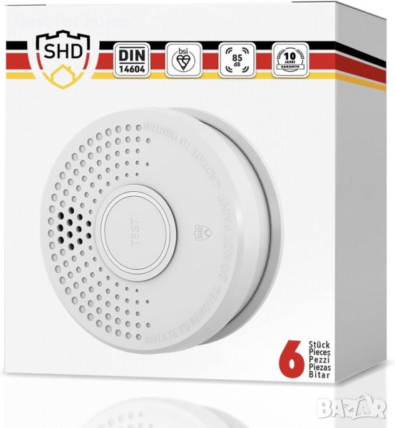 Детекторът за дим DOF19 от SHD на oneConcept/ 6 броя в комплект, снимка 1
