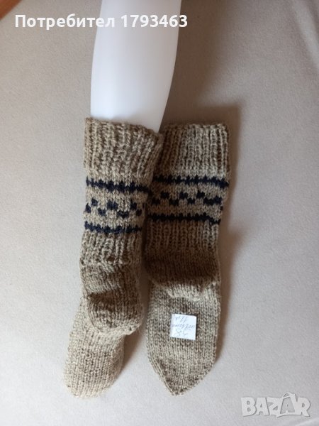 Ръчно плетени мъжки чорапи от вълна, размер 38, снимка 1