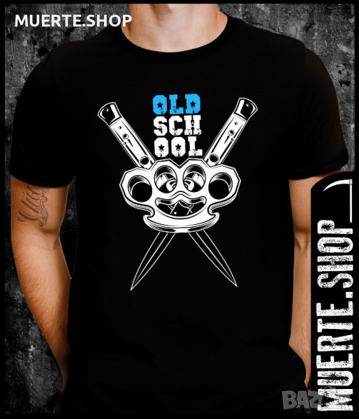 Черна тениска с щампа OLD SCHOOL KNIVES, снимка 1
