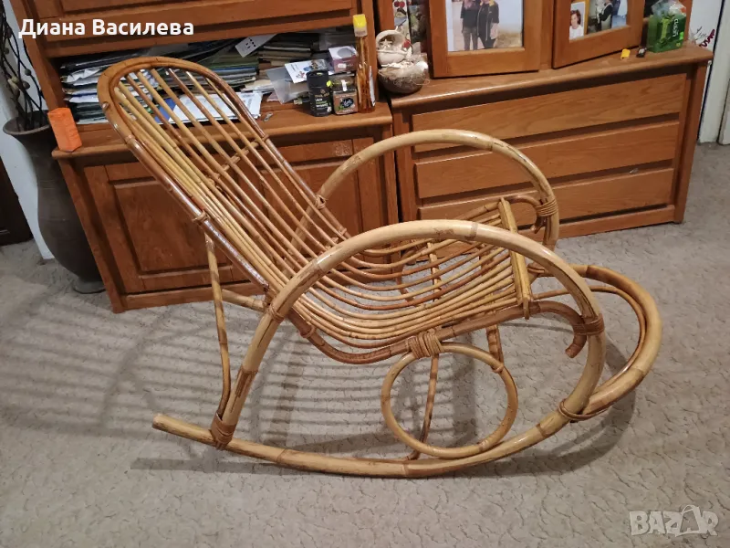 Люлеещ се стол от ратан, снимка 1