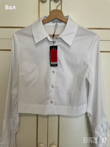 Дамска къса бяла риза, снимка 1