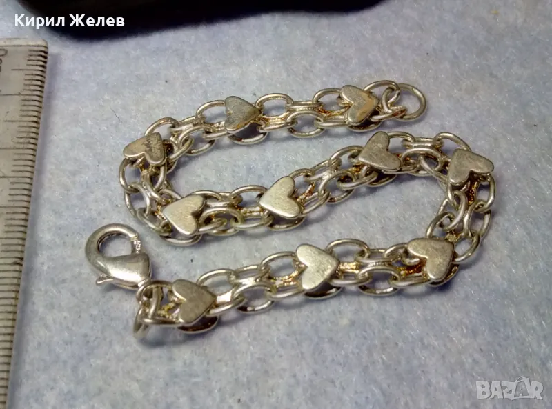 ДЕБЕЛО ПОСРЕБРЕНА АРТ ГРИВНА от БЛАГОРОДНА СТОМАНА РОМАНТИЧНА ВИНТИДЖ ПЛЕТКА със СЪРЧИЦА 49279, снимка 1