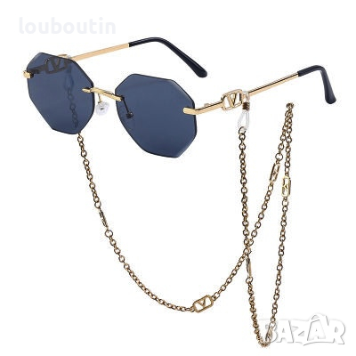 Valentino дамски слънчеви очила Осмоъгълник с верижка синджир, снимка 1