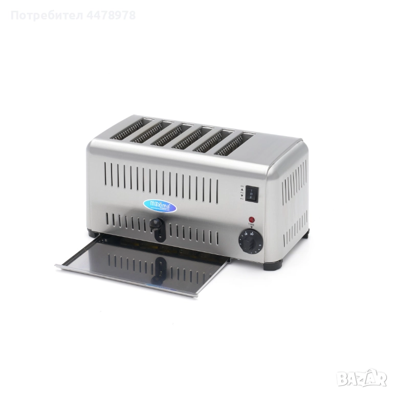 Бързонагряващ професионален тостер с тава за трохи – 6 филийки, снимка 1