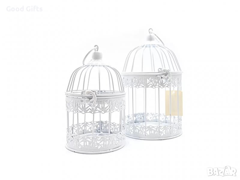 2 броя Метален кафез за декорация LEAF Бял, снимка 1