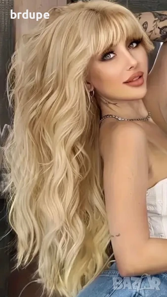 Дълга руса перука на вълни 66 см., снимка 1