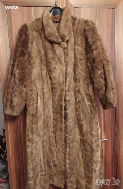 Дълго луксозно кожено палто от норка размер М/L, снимка 1