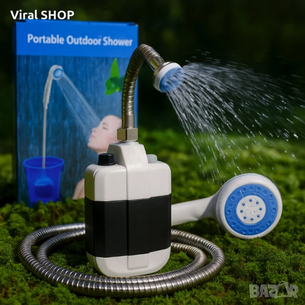Преносим душ за къмпинг, компактен, USB зареждане, батерия 2200 mAh, снимка 1