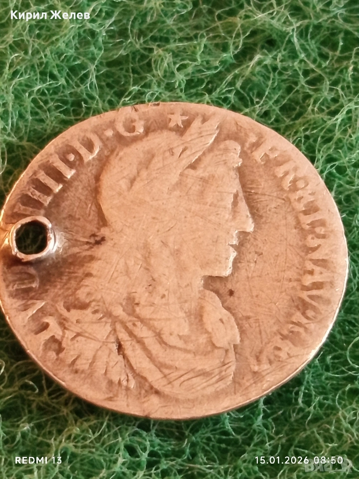 Сребърна монета 1/12 екю 1663г. Луй XIV Франция за КОЛЕКЦИЯ 52974, снимка 1