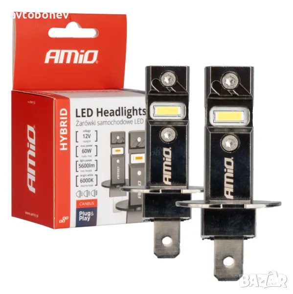 LED крушки AMIO Hybrid H3-12V-6000K к-т/2 бр./, снимка 1