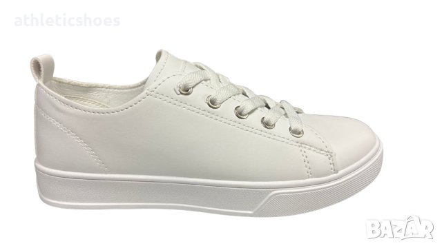 Дамски кожени гуменки в бяло и черно, снимка 2 - Маратонки - 42007110