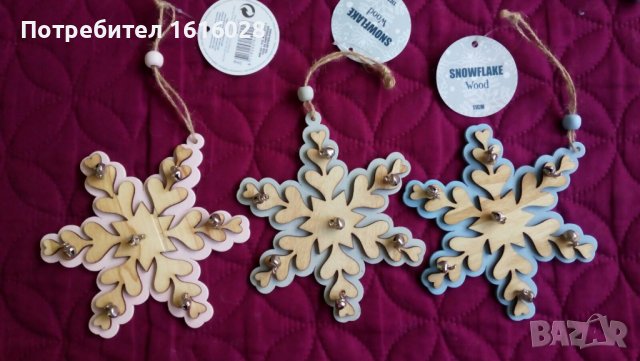 Нови дървенни Коледни играчки със звънчета., снимка 6 - Декорация за дома - 38815941
