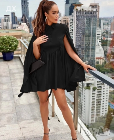 Туника тип риза с паднал ръкав, снимка 2 - Рокли - 52497747