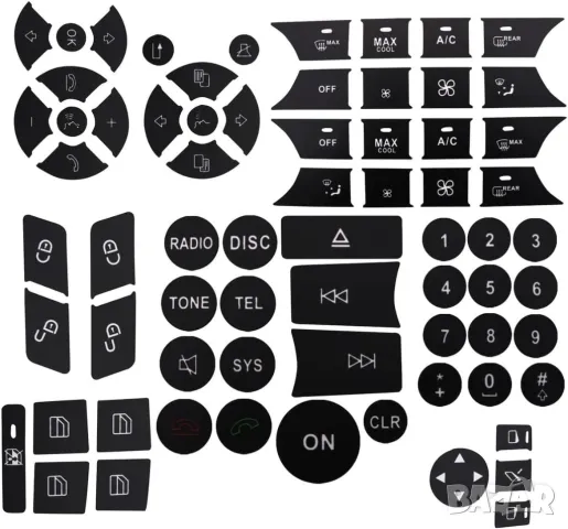 Стикери за бутони Mercedes W204 C250 C350 E Class ML GL GLK 2008 2009 2010 2011 2012 2013-14