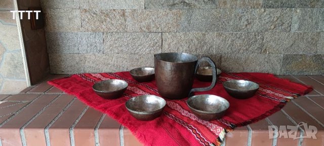 Стар кован меден сервиз за вино , снимка 4 - Антикварни и старинни предмети - 39842509