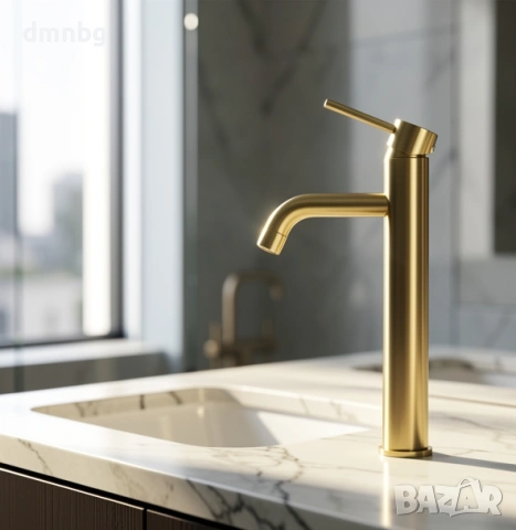 Стоящ златист смесител за мивка Т903, снимка 3 - Смесители - 47787541