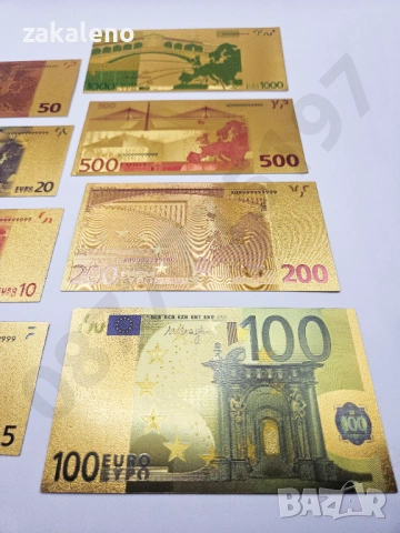 Лот 8бр златни банкноти/златна банкнота + сертификат - ЕВРО EURO, снимка 5 - Нумизматика и бонистика - 37570753