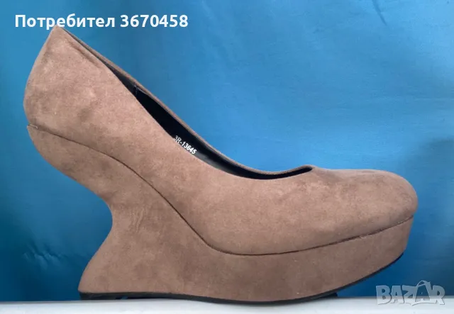 Нови дамски велурени обувки на платформа, снимка 4 - Дамски елегантни обувки - 49534770