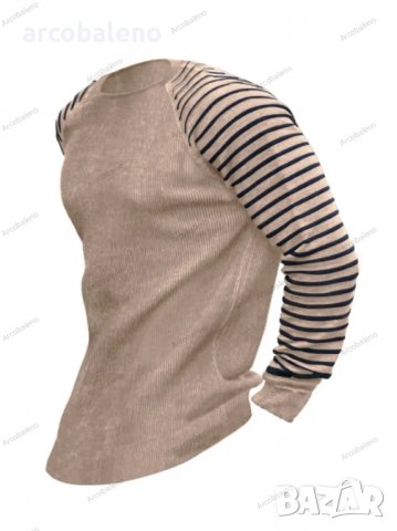 Мъжки рипсен пуловер с ръкави на райе, 3цвята - 023, снимка 5 - Пуловери - 39783112